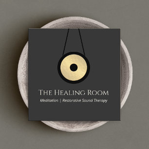 Sound Bath Therapy Gong Square Business Card