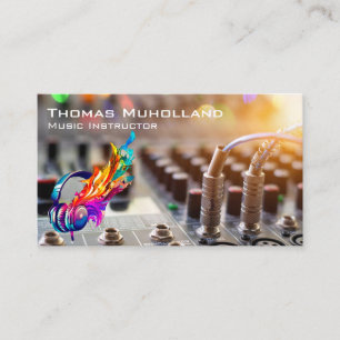 Sound Board Producer Colourful Headphones Business Card