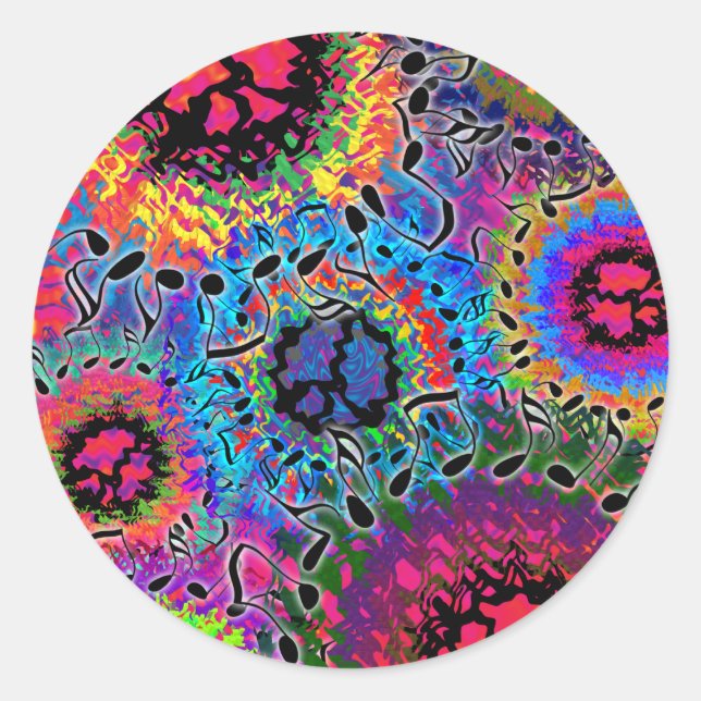 Sound Colours Psychedelic Classic Round Sticker (Front)