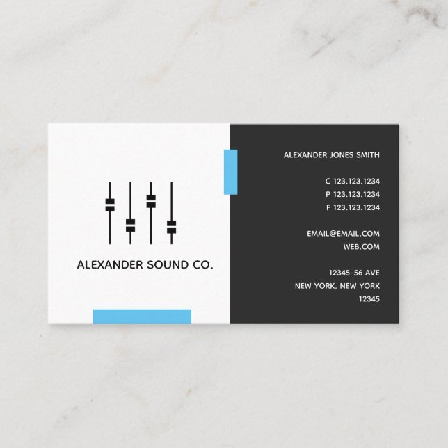 Sound Engineer, Blue 2019 | 2020 Business Card (Front)