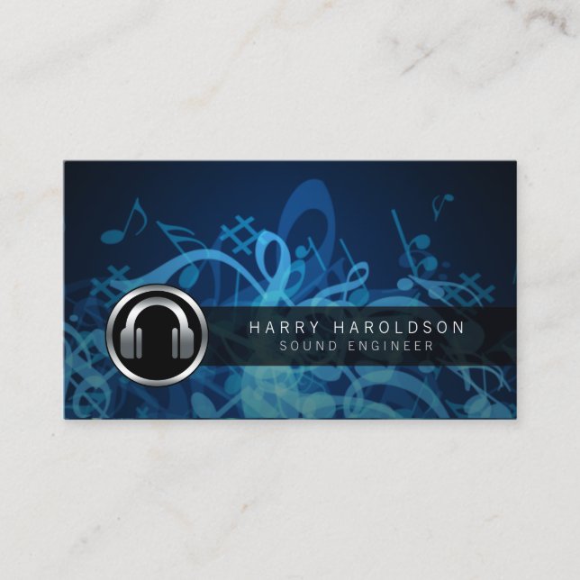 Sound Engineer Bold Headphones Icon Business Card (Front)