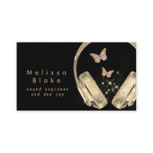 sound engineer butterflies dee jay business card