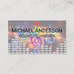 Sound Engineer Colourful Music Background Business Card
