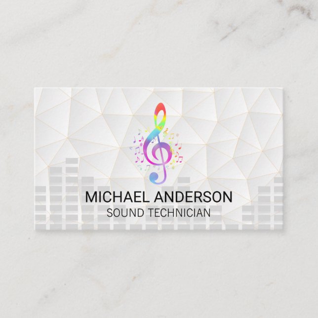 Sound Engineer | Colourful Music Note Logo Business Card (Front)