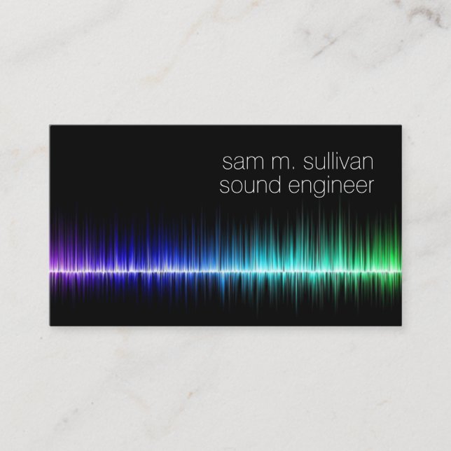 Sound Engineer Colourful Sound Wave Musician Business Card (Front)