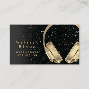 sound engineer dee jay faux black glitter business card