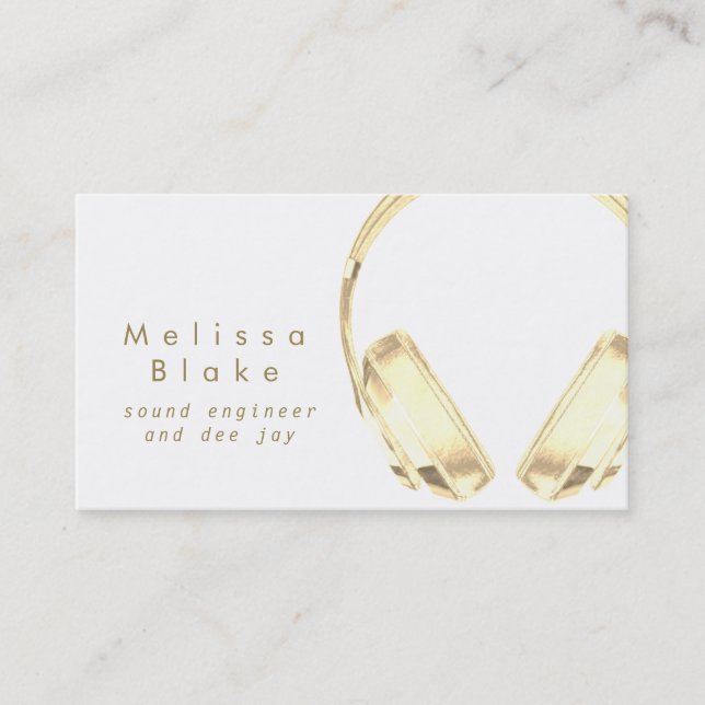 sound engineer dee jay faux gold business card (Front)