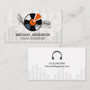 Sound Engineer   Headphones and Vinyl  Business Card