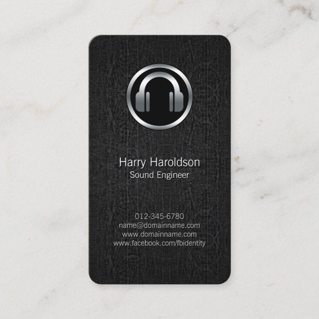 Sound Engineer Headphones BlackGrunge BusinessCard Business Card (Front)