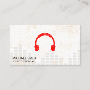Sound Engineer Headphones Mixer Levels Grunge Business Card