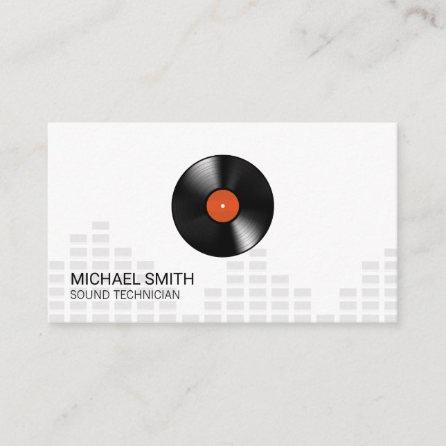 Sound Engineer Headphones Mixer Levels Vinyl Business Card (Front)