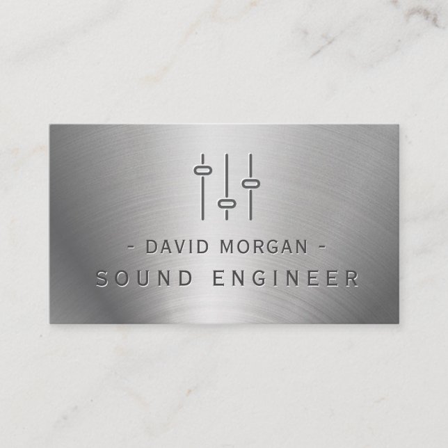 Sound Engineer Metal Business Card (Front)
