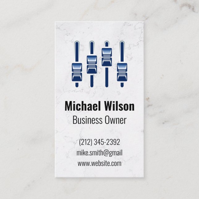 Sound Engineer | Mixer | Marble Background Business Card (Front)