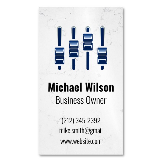 Sound Engineer | Mixer | Marble Background Magnetic Business Card (Front Vertical)