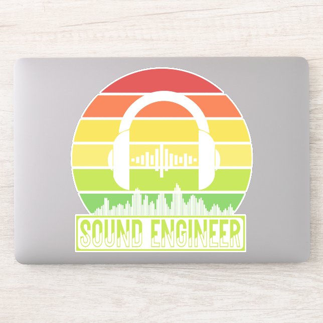 Sound engineer retro sunset headphones levels  (Computer)