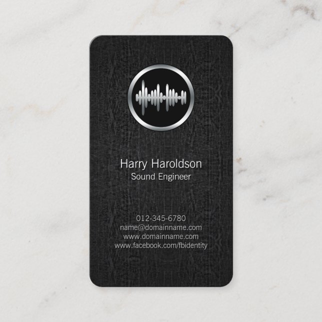 Sound Engineer Sound Wave BlackGrunge BusinessCard Business Card (Front)
