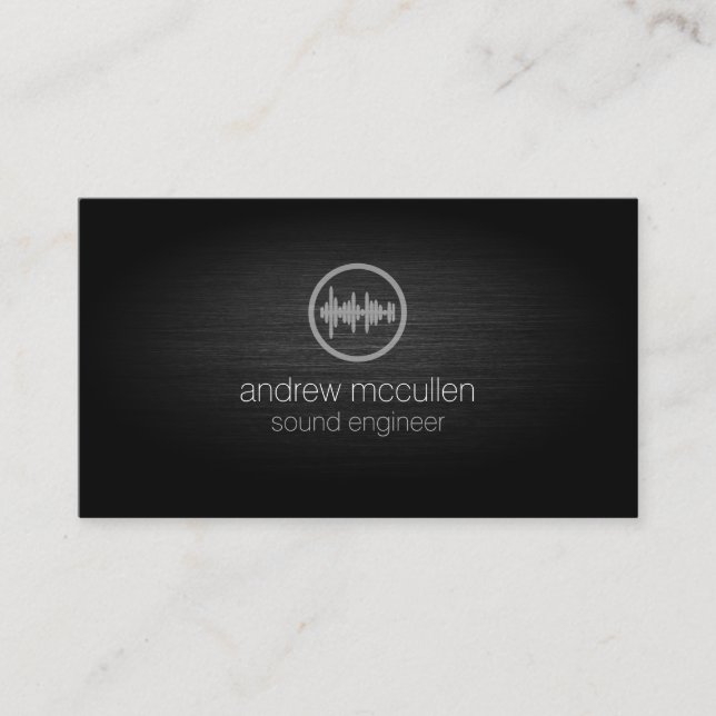 Sound Engineer Sound Wave Icon Brushed Metal Business Card (Front)