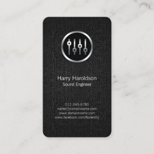 Sound Engineer Volume Sliders Black Business Card