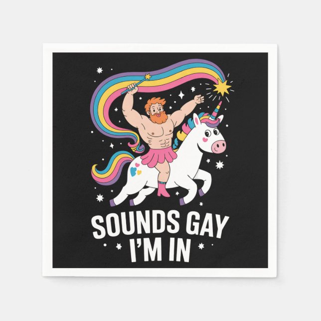 Sound Gay I'm In Man Wearing Skirt Unicorn LGBTQ Napkin (Front)