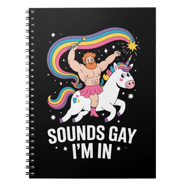 Sound Gay I'm In Man Wearing Skirt Unicorn LGBTQ Notebook (Front)