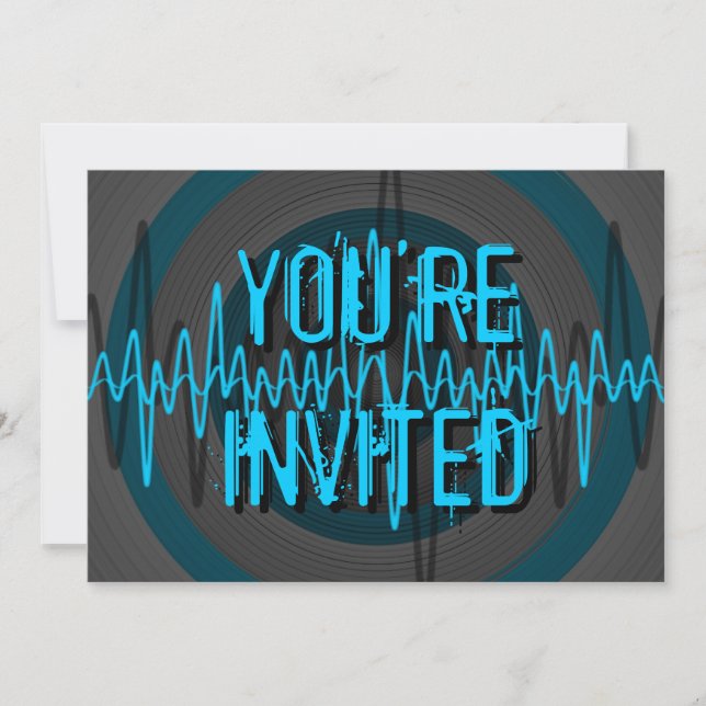 Sound Light Blue Dark 'You're Invited' invitation (Front)