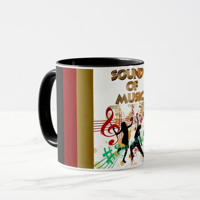Sound of Music Dancing Colourful Music Notes Mug (Front Left)