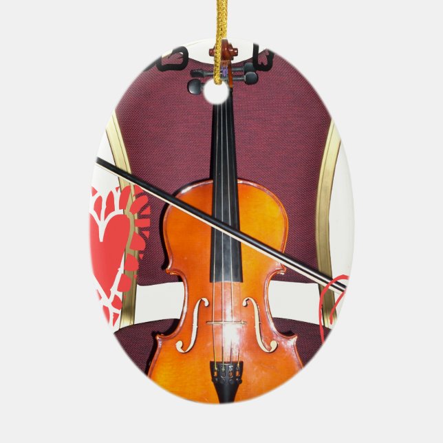 Sound of Violin  love hakuna matata valentine Ceramic Tree Decoration (Front)