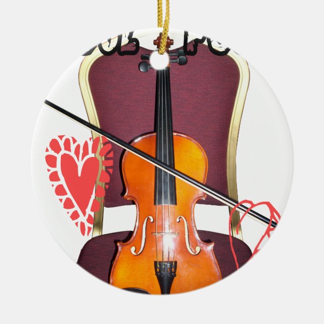 Sound of Violin  love hakuna matata valentine Ceramic Tree Decoration (Front)