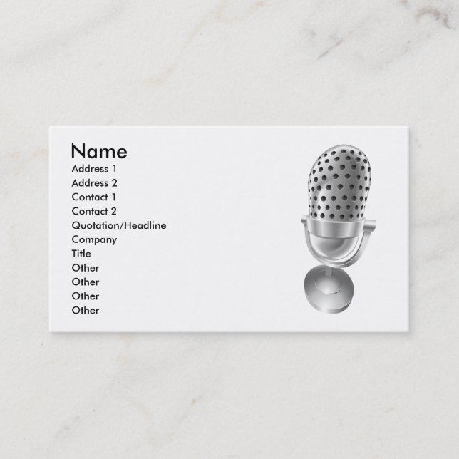 Sound retro microphone mic radio dj business card (Front)