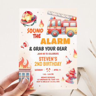 Sound the Alarm Fire Truck Baby Shower Invitation