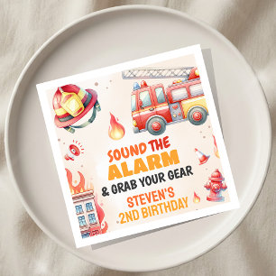 Sound the Alarm Fire Truck Baby Shower Napkin