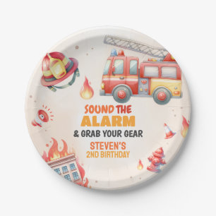 Sound the Alarm Fire Truck Baby Shower Paper Plate