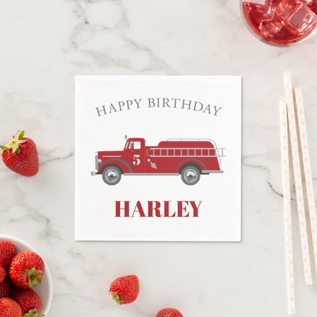 Sound the Alarm Fire Truck Birthday Party Any Age Napkin (Insitu)