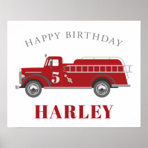 Sound the Alarm Fire Truck Birthday Party Any Age Poster