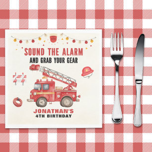 Sound the Alarm! Firefighter Birthday Boy Party Napkin