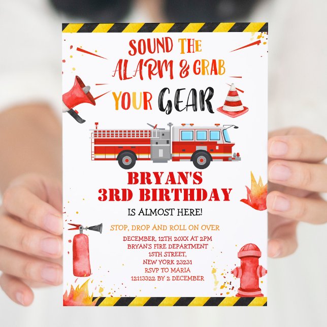 Sound the alarm firefighter Birthday Invitation (Creator Uploaded)
