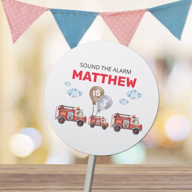 Sound the Alarm Fireman Birthday Classic Round Sticker (Creator Uploaded)