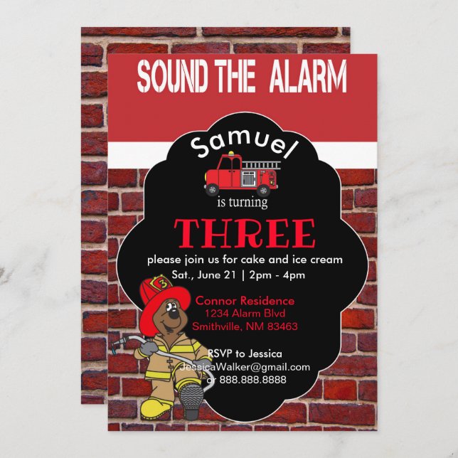 Sound the Alarm - Fireman Invitation (Front/Back)