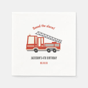 Sound The Alarm Firetruck Birthday Party Napkin