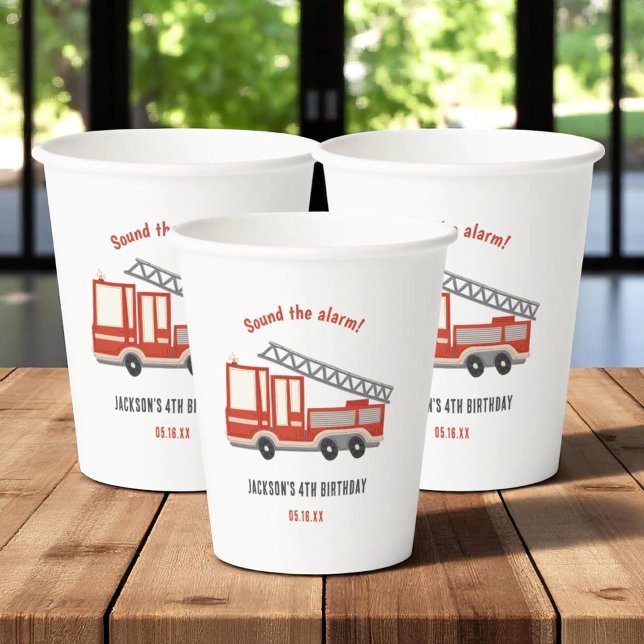 Sound The Alarm Firetruck Birthday Party Paper Cups (Creator Uploaded)