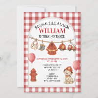 Sound the Alarm Gingham Firefighter Third Birthday