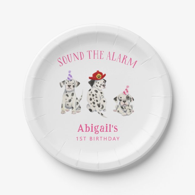Sound the Alarm Girl Birthday Party  Paper Plate (Front)