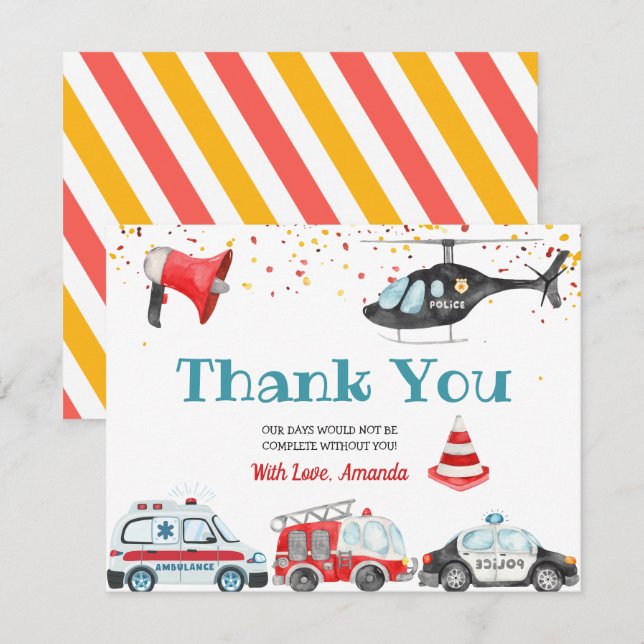 Sound the alarm Grab your gear Birthday Thank You Card (Front/Back)