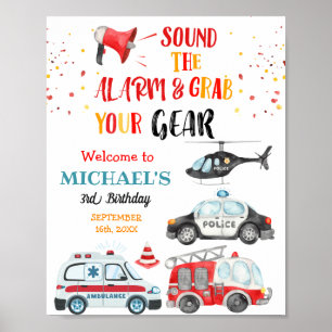 Sound the alarm & Grab your gear Birthday Welcome Poster