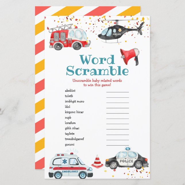Sound the alarm & Grab your gear Word Scramble (Front/Back)