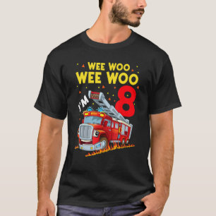 Sound The Alarm I'm 8 Birthday Boy Fire Truck Fire T-Shirt