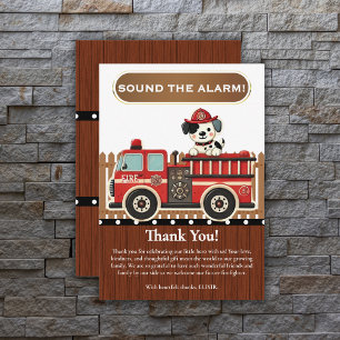 Sound the Alarm! Modern Firetruck Baby Shower Thank You Card