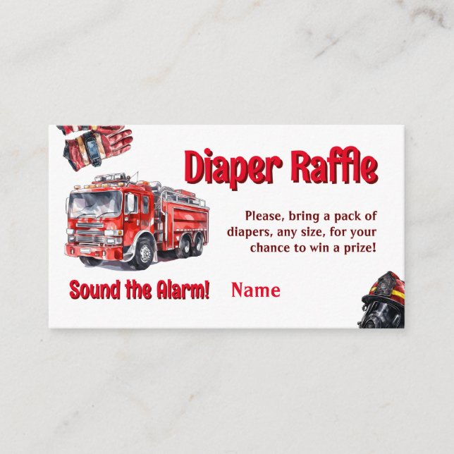 Sound the Alarm Red Fire Truck Baby Shower Diaper Enclosure Card (Front)