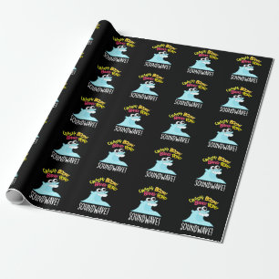 Sound Wave Funny Ocean Pun Dark BG Wrapping Paper