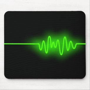 Sound Wave - Green on Black Mouse Mat